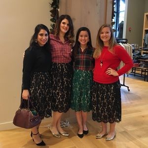 J. Crew contrast floral lace skirt